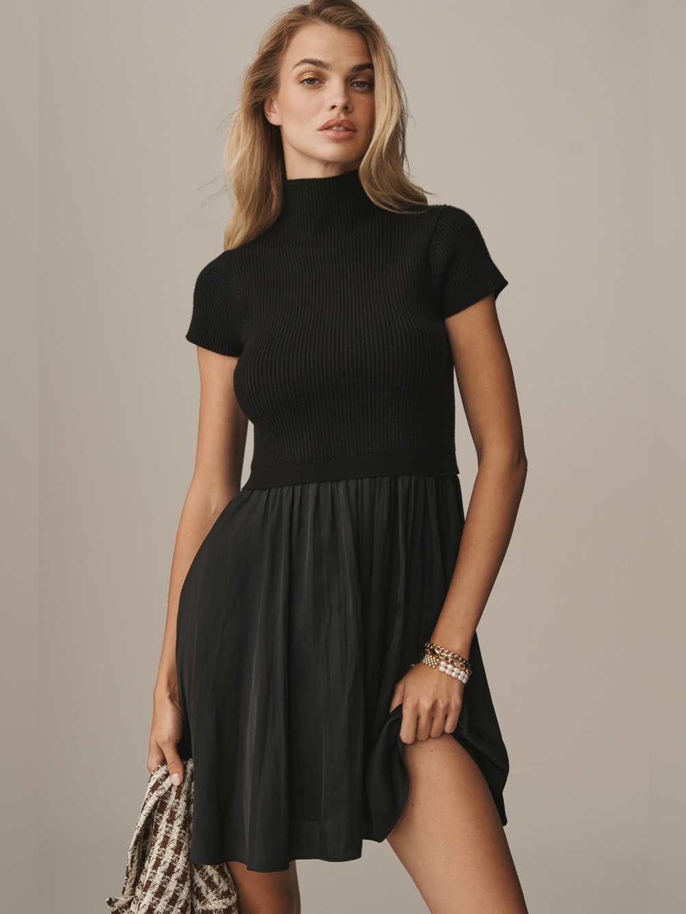NWT Anthropologie Black Thea Twofer Dress